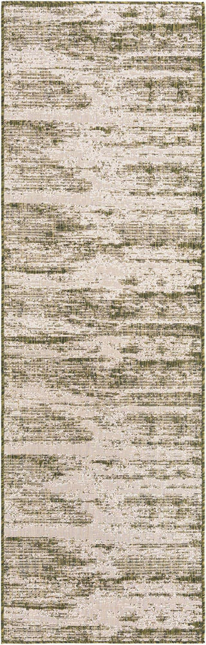 Green 2' 7 x 10' Outdoor Modern Runner Area Rug Weather Resistant for Patio, Deck, Terrace, Balcony, Porch 100% Polypropylene Modern Outside Carpet for Sale at Rug Engine