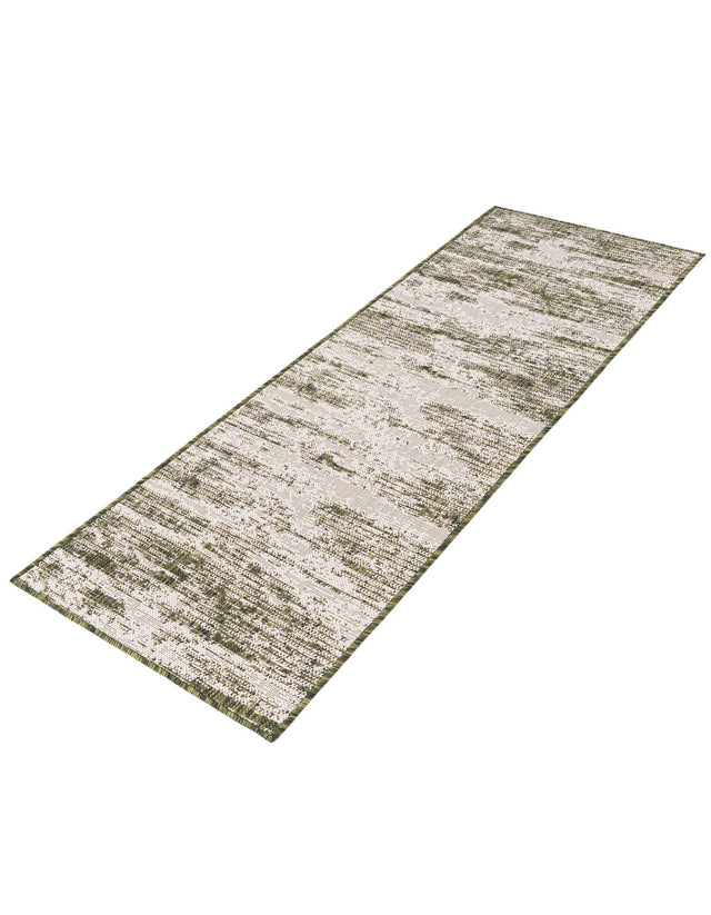 Green 2' x 6' 1 Outdoor Modern Runner Area Rug Weather Resistant for Patio, Deck, Terrace, Balcony, Porch 100% Polypropylene Modern Outside Carpet for Sale at Rug Engine