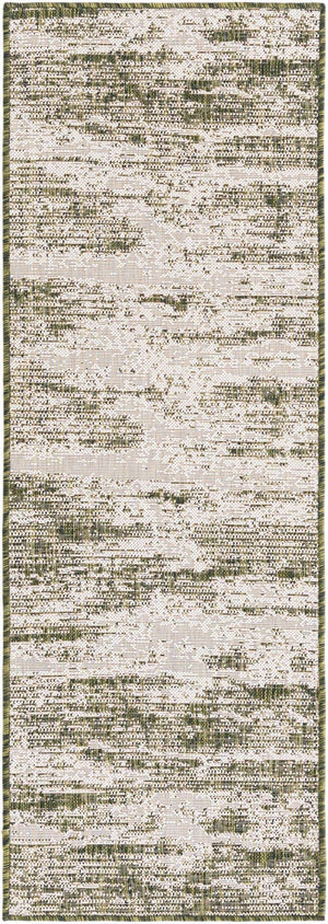 Green 2' x 6' 1 Outdoor Modern Runner Area Rug Weather Resistant for Patio, Deck, Terrace, Balcony, Porch 100% Polypropylene Modern Outside Carpet for Sale at Rug Engine