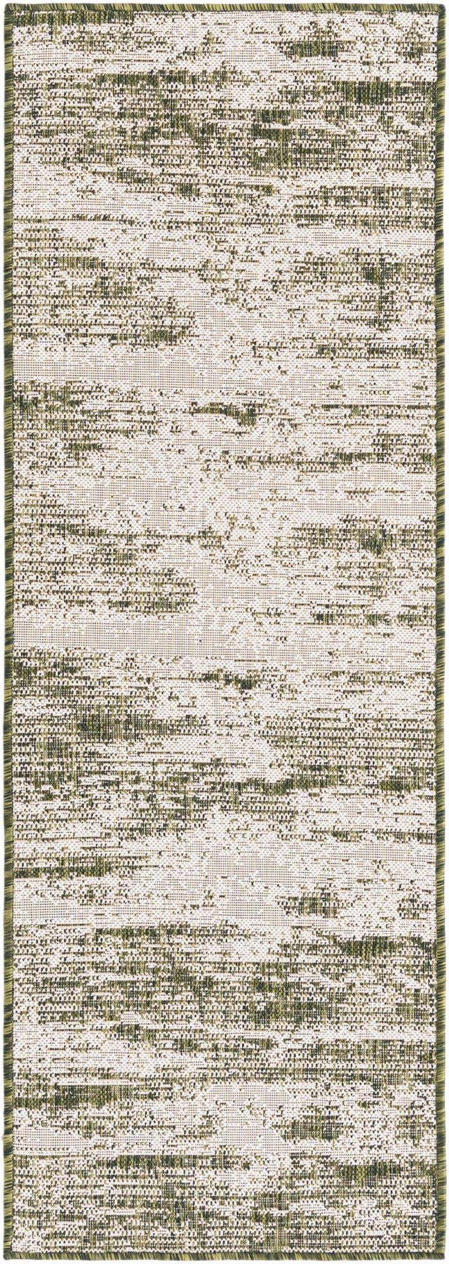 Green 2' x 6' 1 Outdoor Modern Runner Area Rug Weather Resistant for Patio, Deck, Terrace, Balcony, Porch 100% Polypropylene Modern Outside Carpet for Sale at Rug Engine