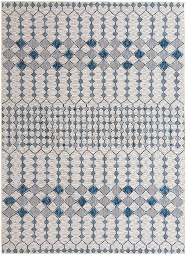 Ivory 10' x 14' 1 Outdoor Trellis Rectangle Area Rug Weather Resistant for Patio, Deck, Terrace, Balcony, Porch Geometric Design Water Safe Outside Carpet for Sale at Rug Engine