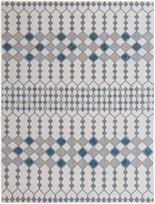 Ivory 9' x 12' Outdoor Trellis Rectangle Area Rug Weather Resistant for Patio, Deck, Terrace, Balcony, Porch Geometric Design Water Safe Outside Carpet for Sale at Rug Engine