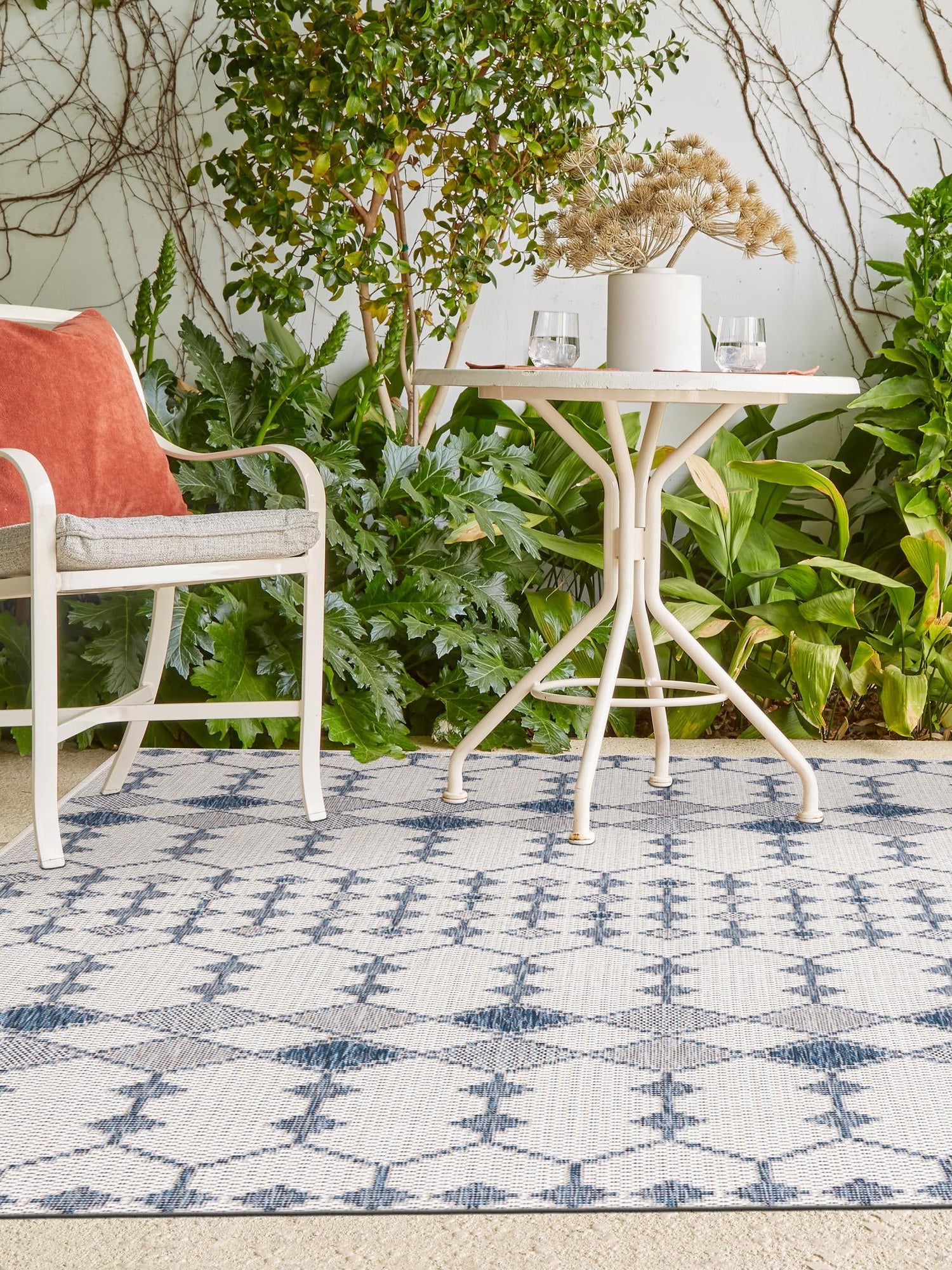 Ivory 10' x 14' 1 Outdoor Trellis Rectangle Area Rug Weather Resistant for Patio, Deck, Terrace, Balcony, Porch Geometric Design Water Safe Outside Carpet for Sale at Rug Engine