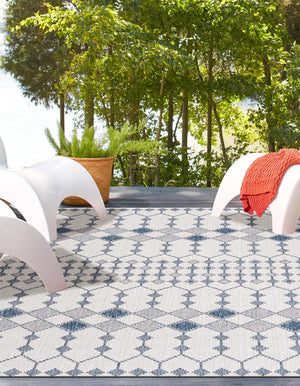 Ivory 3' 1 x 5' 3 Outdoor Trellis Rectangle Area Rug Weather Resistant for Patio, Deck, Terrace, Balcony, Porch Geometric Design Water Safe Outside Carpet for Sale at Rug Engine