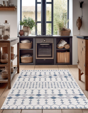 Ivory 9' x 12' Outdoor Trellis Rectangle Area Rug Weather Resistant for Patio, Deck, Terrace, Balcony, Porch Geometric Design Water Safe Outside Carpet for Sale at Rug Engine