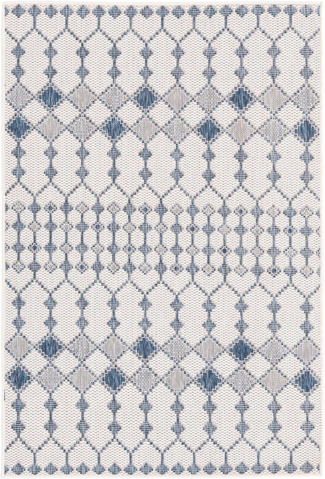 Ivory 4' 1 x 6' 1 Outdoor Trellis Rectangle Area Rug Weather Resistant for Patio, Deck, Terrace, Balcony, Porch Geometric Design Water Safe Outside Carpet for Sale at Rug Engine