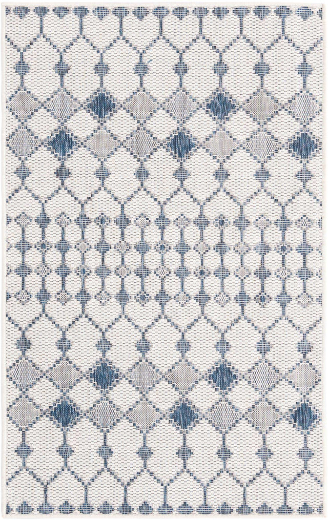 Ivory 3' 1 x 5' 3 Outdoor Trellis Rectangle Area Rug Weather Resistant for Patio, Deck, Terrace, Balcony, Porch Geometric Design Water Safe Outside Carpet for Sale at Rug Engine