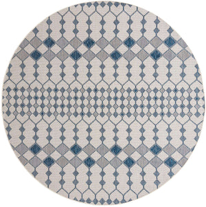 Ivory 10' x 10' Outdoor Trellis Round Area Rug Weather Resistant for Patio, Deck, Terrace, Balcony, Porch Geometric Design Water Safe Outside Carpet for Sale at Rug Engine