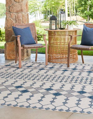 Ivory 10' x 10' Outdoor Trellis Square Area Rug Weather Resistant for Patio, Deck, Terrace, Balcony, Porch Geometric Design Water Safe Outside Carpet for Sale at Rug Engine