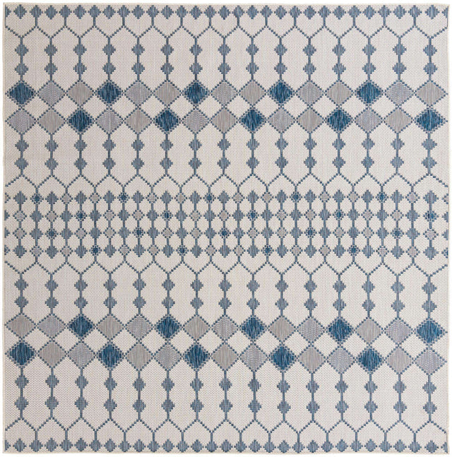 Ivory 10' x 10' Outdoor Trellis Square Area Rug Weather Resistant for Patio, Deck, Terrace, Balcony, Porch Geometric Design Water Safe Outside Carpet for Sale at Rug Engine