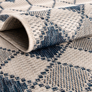 Ivory 4' 1 x 4' 1 Outdoor Trellis Round Area Rug Weather Resistant for Patio, Deck, Terrace, Balcony, Porch Geometric Design Water Safe Outside Carpet for Sale at Rug Engine