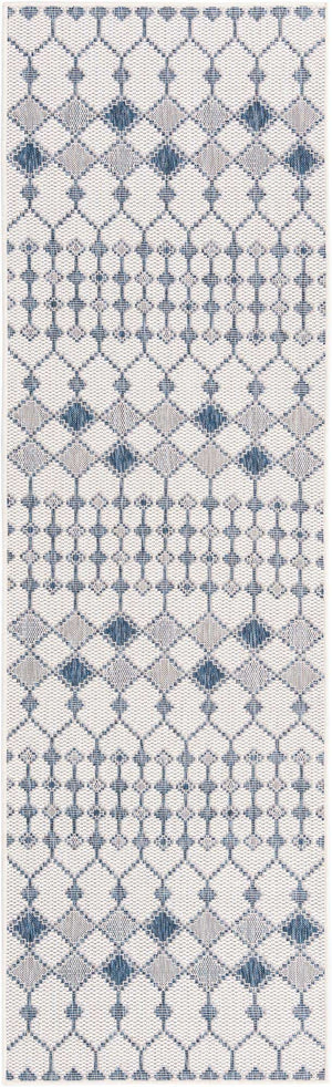Ivory 2' 7 x 10' Outdoor Trellis Runner Area Rug Weather Resistant for Patio, Deck, Terrace, Balcony, Porch Geometric Design Water Safe Outside Carpet for Sale at Rug Engine