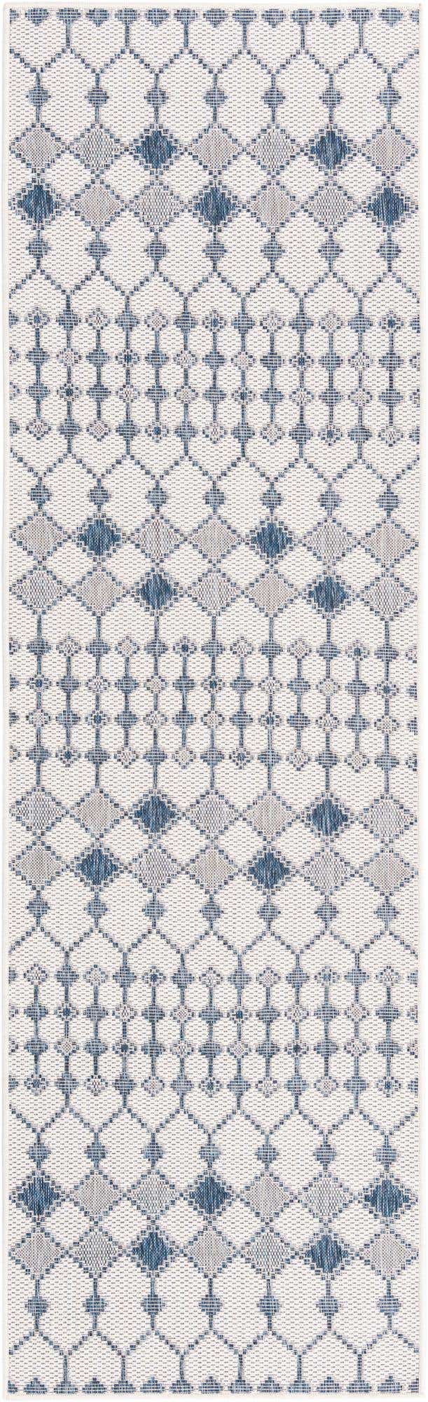 Ivory 2' 7 x 10' Outdoor Trellis Runner Area Rug Weather Resistant for Patio, Deck, Terrace, Balcony, Porch Geometric Design Water Safe Outside Carpet for Sale at Rug Engine