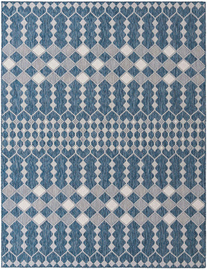 Blue 9' x 12' Outdoor Trellis Rectangle Rug