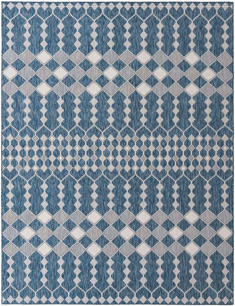 Blue 9' x 12' Outdoor Trellis Rectangle Rug