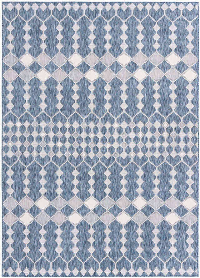 Blue 7' 10 x 11' Outdoor Trellis Rectangle Area Rug Weather Resistant for Patio, Deck, Terrace, Balcony, Porch Geometric Design Water Safe Outside Carpet for Sale at Rug Engine