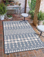 Blue 5' 3 x 8' Outdoor Trellis Rectangle Area Rug Weather Resistant for Patio, Deck, Terrace, Balcony, Porch Geometric Design Water Safe Outside Carpet for Sale at Rug Engine