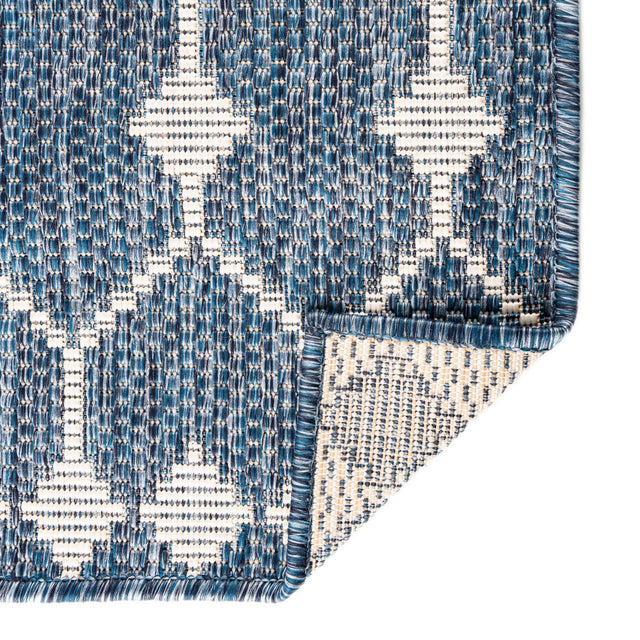 Blue 4' 1 x 6' 1 Outdoor Trellis Rectangle Area Rug Weather Resistant for Patio, Deck, Terrace, Balcony, Porch Geometric Design Water Safe Outside Carpet for Sale at Rug Engine