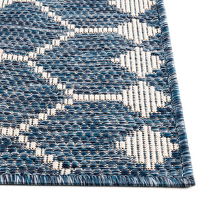 Blue 2' x 3' 1 Outdoor Trellis Rectangle Area Rug Weather Resistant for Patio, Deck, Terrace, Balcony, Porch Geometric Design Water Safe Outside Carpet for Sale at Rug Engine