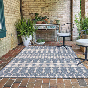 Blue 4' 1 x 6' 1 Outdoor Trellis Rectangle Area Rug Weather Resistant for Patio, Deck, Terrace, Balcony, Porch Geometric Design Water Safe Outside Carpet for Sale at Rug Engine