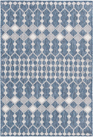 Blue 4' 1 x 6' 1 Outdoor Trellis Rectangle Area Rug Weather Resistant for Patio, Deck, Terrace, Balcony, Porch Geometric Design Water Safe Outside Carpet for Sale at Rug Engine