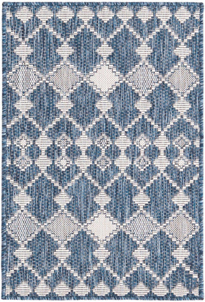 Blue 2' x 3' 1 Outdoor Trellis Rectangle Area Rug Weather Resistant for Patio, Deck, Terrace, Balcony, Porch Geometric Design Water Safe Outside Carpet for Sale at Rug Engine