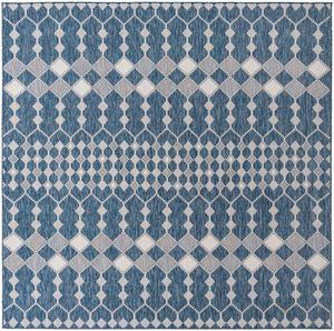 Blue 10' x 10' Outdoor Trellis Square Rug