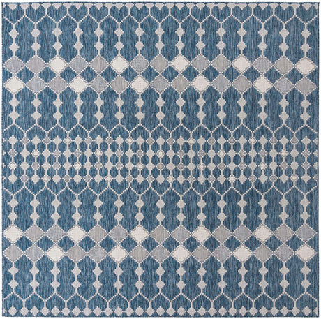Blue 10' x 10' Outdoor Trellis Square Rug