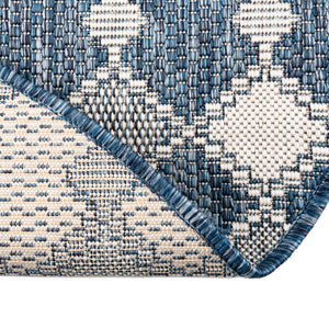 Blue 10' x 10' Outdoor Trellis Round Area Rug Weather Resistant for Patio, Deck, Terrace, Balcony, Porch Geometric Design Water Safe Outside Carpet for Sale at Rug Engine