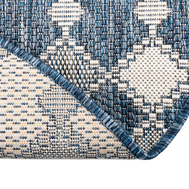 Blue 10' x 10' Outdoor Trellis Round Area Rug Weather Resistant for Patio, Deck, Terrace, Balcony, Porch Geometric Design Water Safe Outside Carpet for Sale at Rug Engine