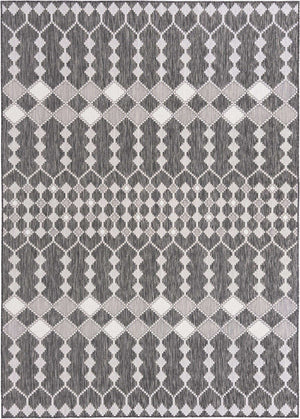 Charcoal 7' 10 x 11' Outdoor Trellis Rectangle Area Rug Weather Resistant for Patio, Deck, Terrace, Balcony, Porch Geometric Design Water Safe Outside Carpet for Sale at Rug Engine