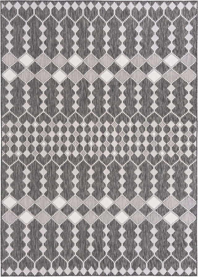 Charcoal 7' 10 x 11' Outdoor Trellis Rectangle Area Rug Weather Resistant for Patio, Deck, Terrace, Balcony, Porch Geometric Design Water Safe Outside Carpet for Sale at Rug Engine