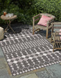 Charcoal 3' 1 x 5' 3 Outdoor Trellis Rectangle Area Rug Weather Resistant for Patio, Deck, Terrace, Balcony, Porch Geometric Design Water Safe Outside Carpet for Sale at Rug Engine