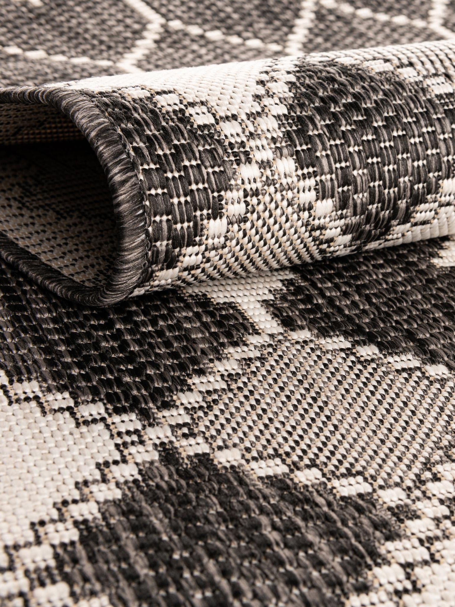 Charcoal 2' x 3' 1 Outdoor Trellis Rectangle Area Rug Weather Resistant for Patio, Deck, Terrace, Balcony, Porch Geometric Design Water Safe Outside Carpet for Sale at Rug Engine