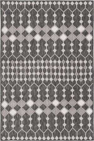 Charcoal 5' 3 x 8' Outdoor Trellis Rectangle Area Rug Weather Resistant for Patio, Deck, Terrace, Balcony, Porch Geometric Design Water Safe Outside Carpet for Sale at Rug Engine