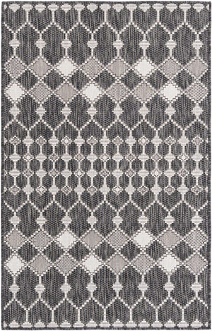 Charcoal 3' 1 x 5' 3 Outdoor Trellis Rectangle Area Rug Weather Resistant for Patio, Deck, Terrace, Balcony, Porch Geometric Design Water Safe Outside Carpet for Sale at Rug Engine