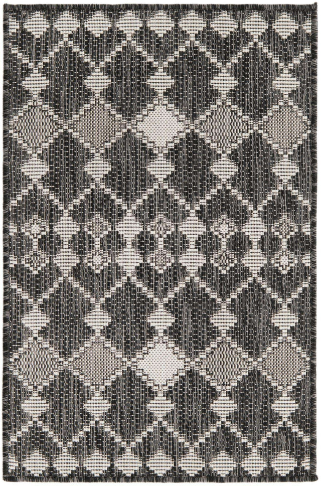 Charcoal 2' x 3' 1 Outdoor Trellis Rectangle Area Rug Weather Resistant for Patio, Deck, Terrace, Balcony, Porch Geometric Design Water Safe Outside Carpet for Sale at Rug Engine