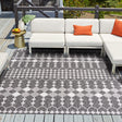 Charcoal 10' x 10' Outdoor Trellis Square Area Rug Weather Resistant for Patio, Deck, Terrace, Balcony, Porch Geometric Design Water Safe Outside Carpet for Sale at Rug Engine