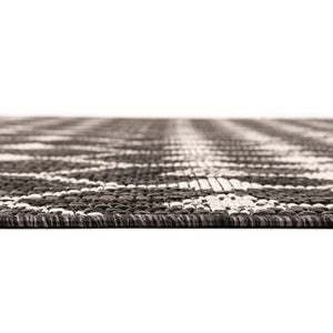 Charcoal 4' 1 x 4' 1 Outdoor Trellis Round Area Rug Weather Resistant for Patio, Deck, Terrace, Balcony, Porch Geometric Design Water Safe Outside Carpet for Sale at Rug Engine