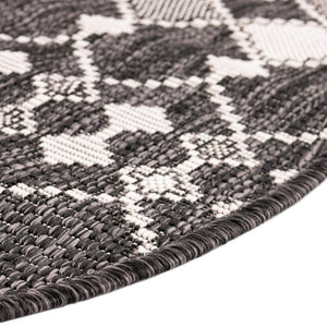 Charcoal 3' 1 x 3' 1 Outdoor Trellis Round Area Rug Weather Resistant for Patio, Deck, Terrace, Balcony, Porch Geometric Design Water Safe Outside Carpet for Sale at Rug Engine