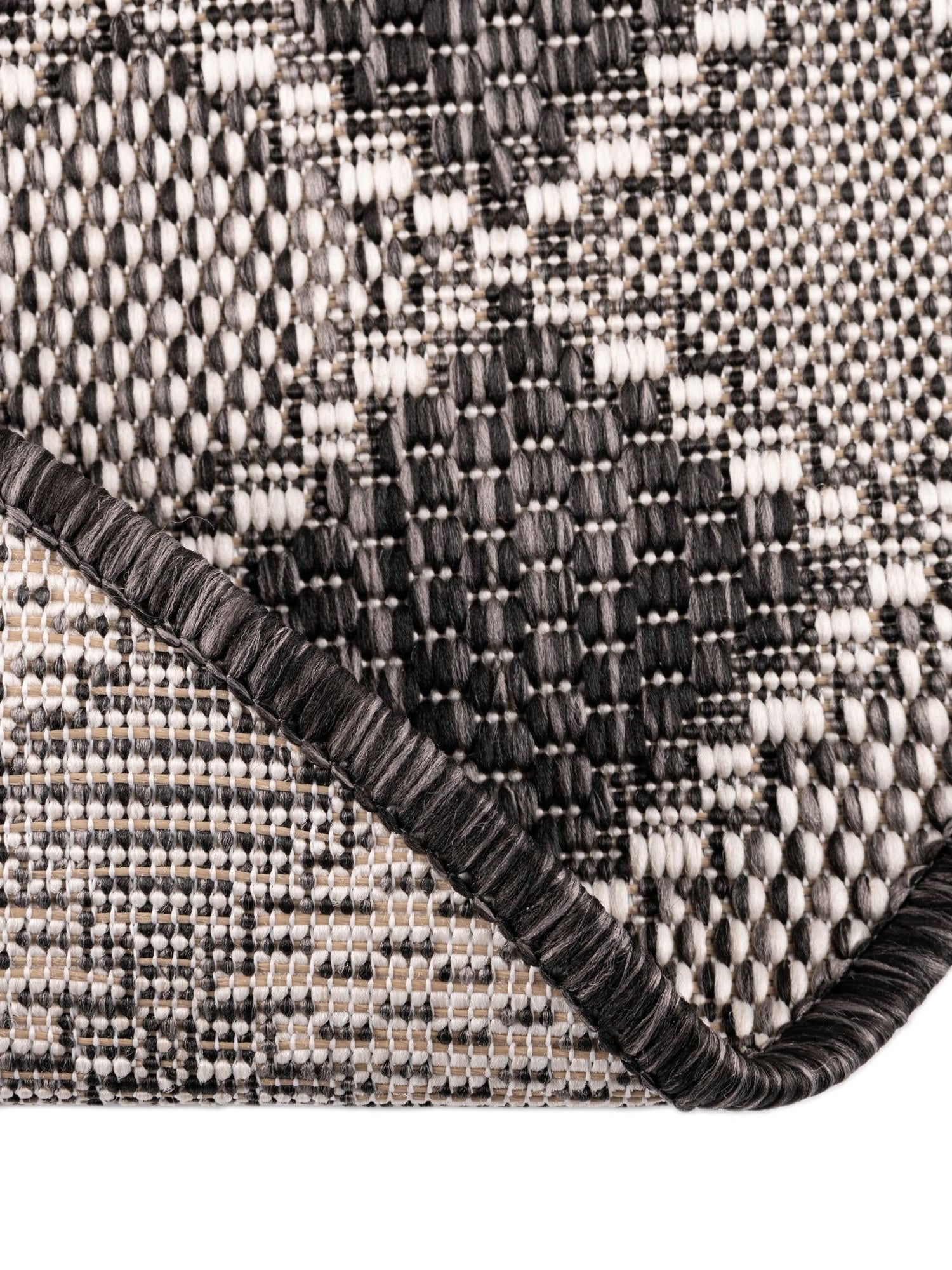 Charcoal 4' 1 x 4' 1 Outdoor Trellis Round Area Rug Weather Resistant for Patio, Deck, Terrace, Balcony, Porch Geometric Design Water Safe Outside Carpet for Sale at Rug Engine
