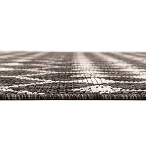 Charcoal 2' x 6' 1 Outdoor Trellis Runner Area Rug Weather Resistant for Patio, Deck, Terrace, Balcony, Porch Geometric Design Water Safe Outside Carpet for Sale at Rug Engine