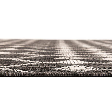 Charcoal 2' x 6' 1 Outdoor Trellis Runner Area Rug Weather Resistant for Patio, Deck, Terrace, Balcony, Porch Geometric Design Water Safe Outside Carpet for Sale at Rug Engine