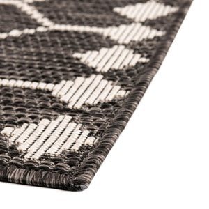 Charcoal 2' x 6' 1 Outdoor Trellis Runner Area Rug Weather Resistant for Patio, Deck, Terrace, Balcony, Porch Geometric Design Water Safe Outside Carpet for Sale at Rug Engine