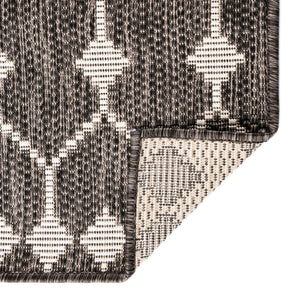 Charcoal 2' x 6' 1 Outdoor Trellis Runner Area Rug Weather Resistant for Patio, Deck, Terrace, Balcony, Porch Geometric Design Water Safe Outside Carpet for Sale at Rug Engine