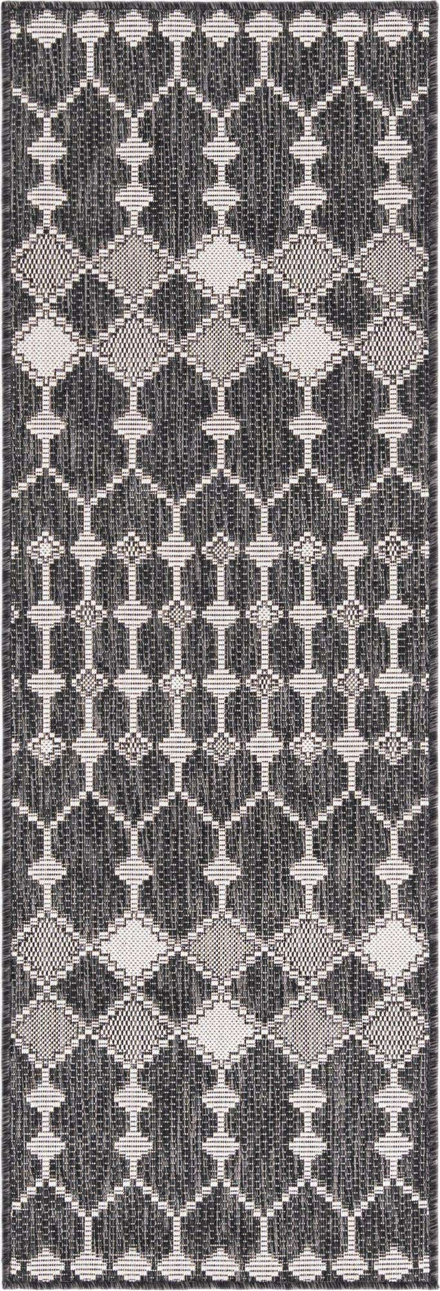 Charcoal 2' x 6' 1 Outdoor Trellis Runner Area Rug Weather Resistant for Patio, Deck, Terrace, Balcony, Porch Geometric Design Water Safe Outside Carpet for Sale at Rug Engine