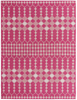 Magenta 9' x 12' Outdoor Trellis Rectangle Area Rug Weather Resistant for Patio, Deck, Terrace, Balcony, Porch Geometric Design Water Safe Outside Carpet for Sale at Rug Engine