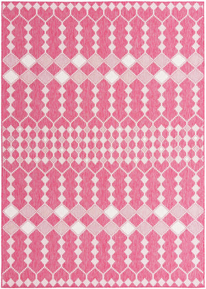 Magenta 7' 10 x 11' Outdoor Trellis Rectangle Area Rug Weather Resistant for Patio, Deck, Terrace, Balcony, Porch Geometric Design Water Safe Outside Carpet for Sale at Rug Engine