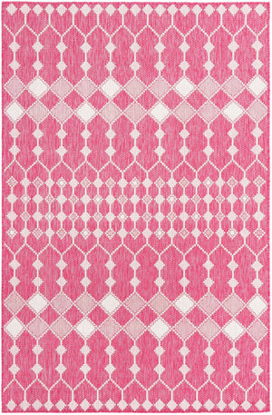 Magenta 5' 3 x 8' Outdoor Trellis Rectangle Area Rug Weather Resistant for Patio, Deck, Terrace, Balcony, Porch Geometric Design Water Safe Outside Carpet for Sale at Rug Engine