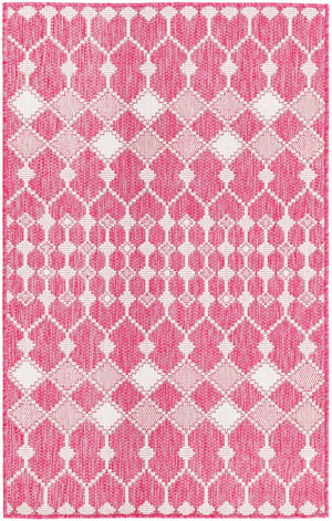 Magenta 3' 1 x 5' 3 Outdoor Trellis Rectangle Area Rug Weather Resistant for Patio, Deck, Terrace, Balcony, Porch Geometric Design Water Safe Outside Carpet for Sale at Rug Engine